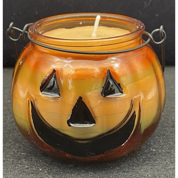 Halloween Pumpkin Cinnamon Spice Scented Candle Jack O Lantern Handmade - Picture 1 of 5
